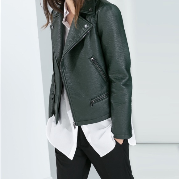 ZARA Dark Green Faux Leather jacket