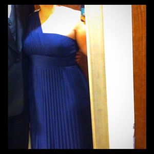 Navy blue one shoulder evening gown