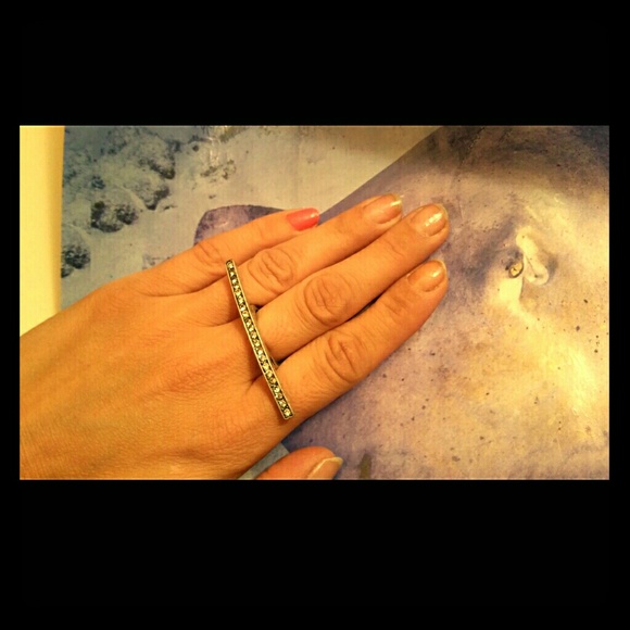 Silver plated & cz, walk the line, statement ring