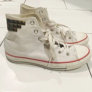 White high top Converse with studs