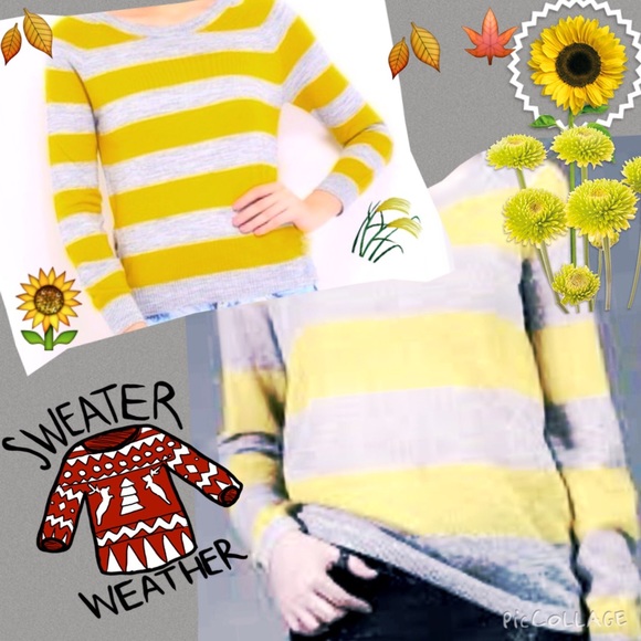 Old Navy Sweaters - BNC MUTED YELLOW Stripes on Beige Cardigan