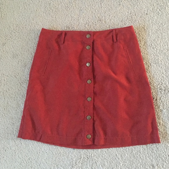 Burnt orange button skirt