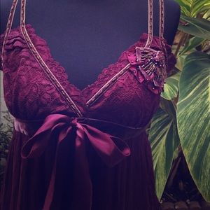 Bebe velvet lace and tulle. Wine color.