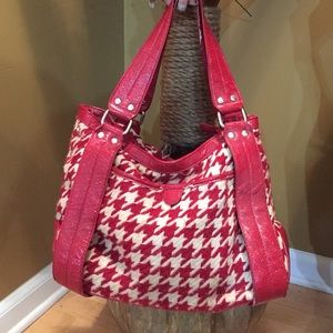 RED ALDO HERRINGBONE HANDBAG