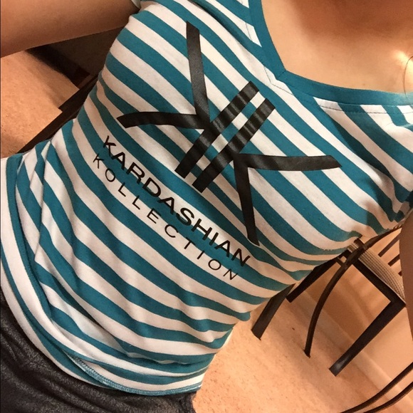 Kardashian Kollection Teal V-Neck