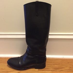 Lightly worn, black Frye riding boots