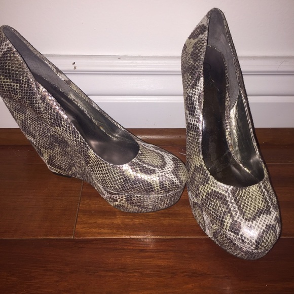 Metallic Snakeskin Wedges