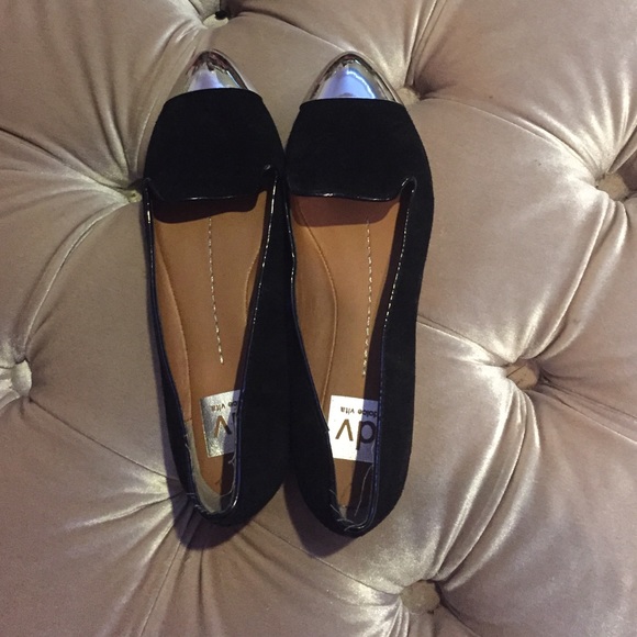 Black Suede & Silver Plated Flats