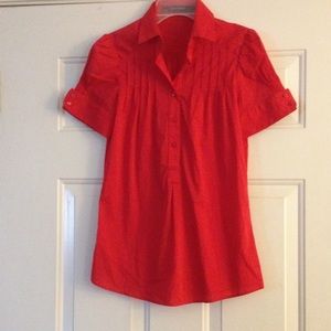 Zara basic red cotton short sleeve shirt