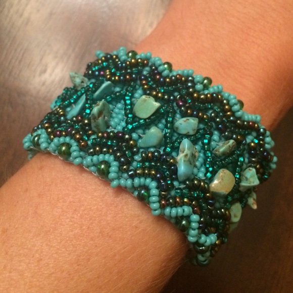Wide turquoise bracelet