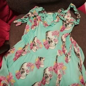 Teal adjustable strap dress