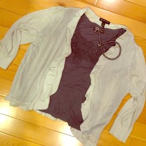 INC white silver glittery cardigan