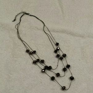 Large metallic black beaded Necklace