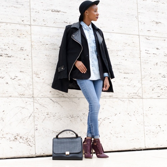 [SOLD] Jacket w/ Faux Leather Contrast - Picture 3 of 4