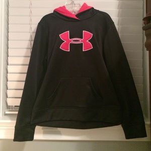 Pink and black under armor sweatshirt