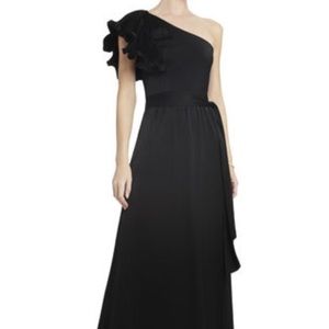 Long asymmetrical satin BCBG Maxazria Gown