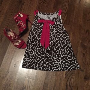 Ann Taylor 100% Silk Brown & White Sleeveless Top