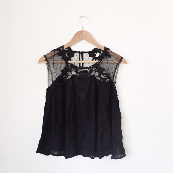 Black Floral Lace Top