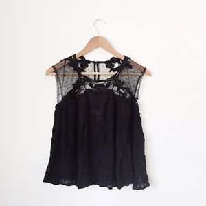 Black Floral Lace Top