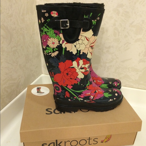 Floral fur-lined Rainboots