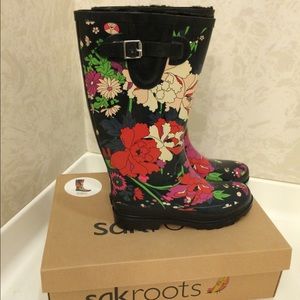 Floral fur-lined Rainboots