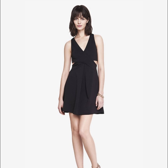 Black Crisscross Cutout Fit and Flare Dress