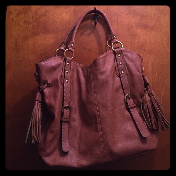 Cognac color oversize handbag