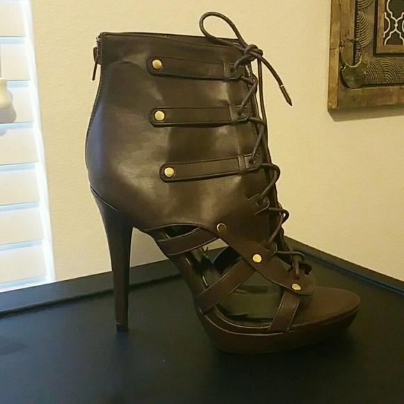 Sexy brown lace up heels