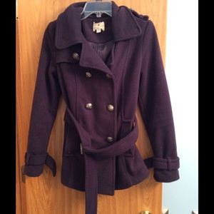 Purple belted pea coat