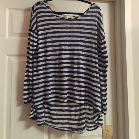 Vintage Havana L/S top with red contrast stitch