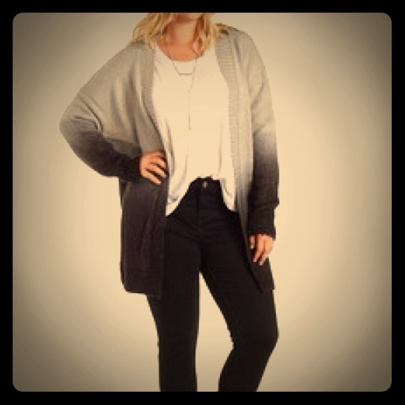 Charlotte Russe Sweaters - Gray to Black Ombré Chunky Cardigan