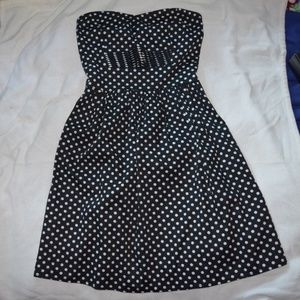 Black with white polka dots strapless dress