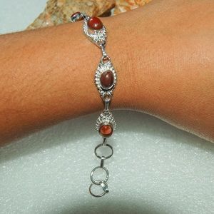 handmade & handcrafted gemstone jewelry Jewelry - 925 Silver Stamp Red Jasper Bracelet 7 1/2" handmade & handcrafted gemstone jewelry Jewelry - 925 Silver Stamp Red Jasper Bracelet 7 1/2"