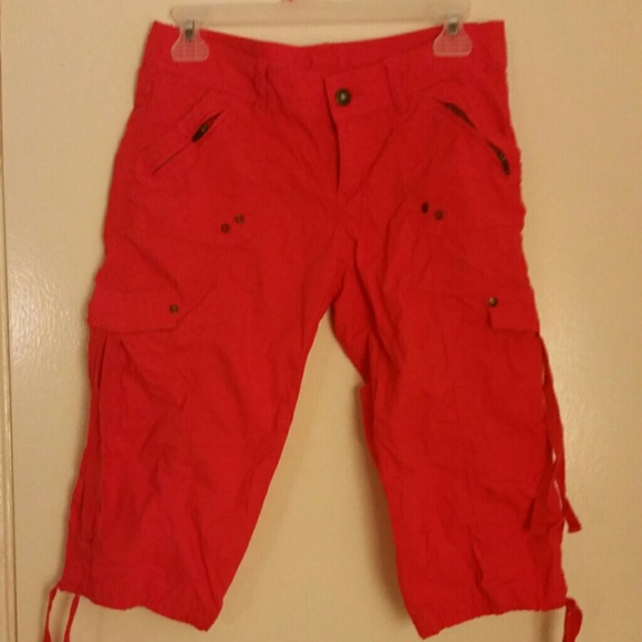 Orange cargo capris