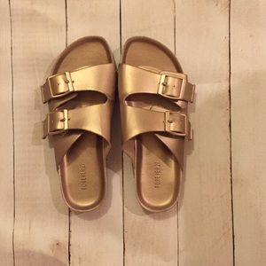 Champagne gold Birkenstock inspired slides