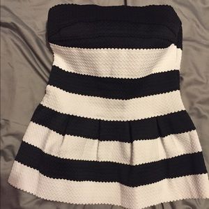 Francesca's Peplum Black and White Tube Top
