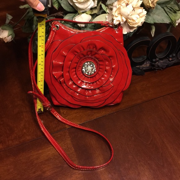 Patent Leather Red Rose Crossbody