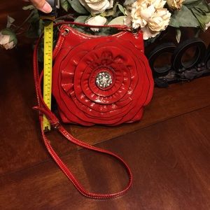 Patent Leather Red Rose Crossbody