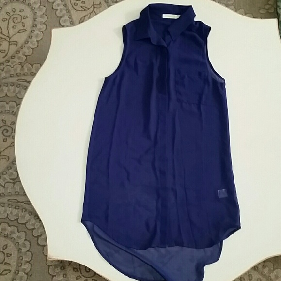 Lush purple blue sheer blouse
