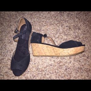 TOMS Black Suede Women's Platform Shoes