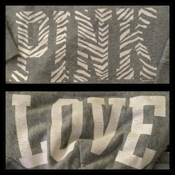🚫SOLD🚫 Gray VS PINK zip up hoodie with animal - Picture 2 of 3
