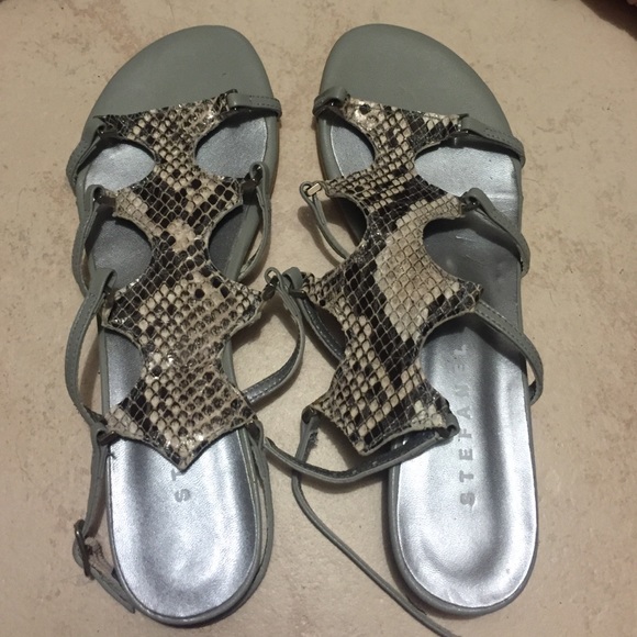 Grey snake skin sandals