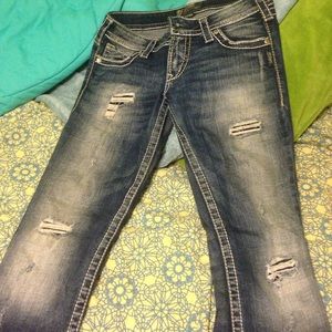 Silver jeans! Like new! Size 27/7!