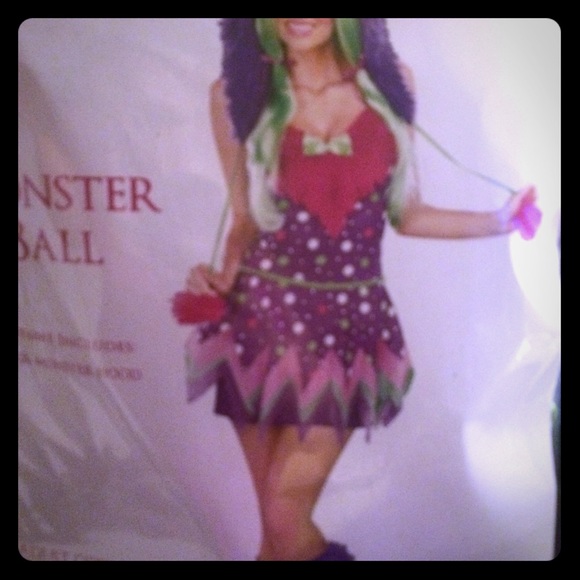 A purple monster Halloween costume