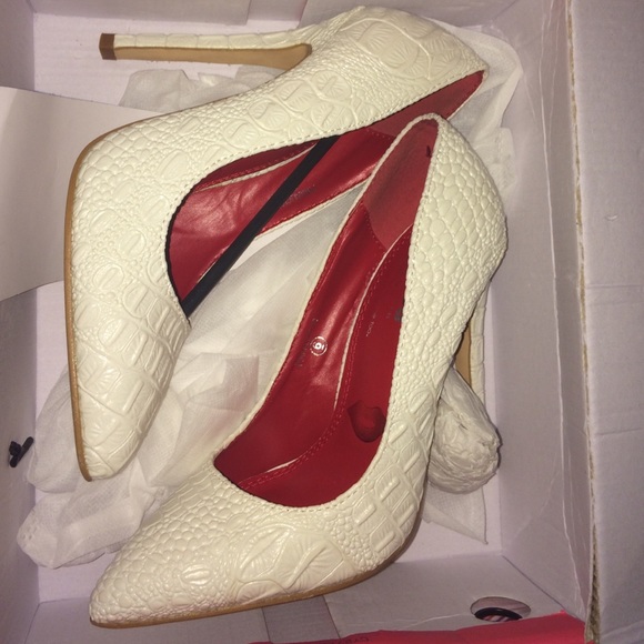 Leather printed white heels - Picture 1 of 1