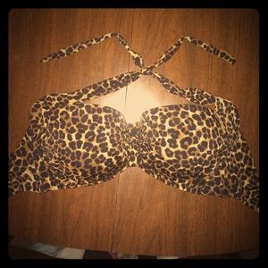 Asos Swim Halter Leopard Bikini Top