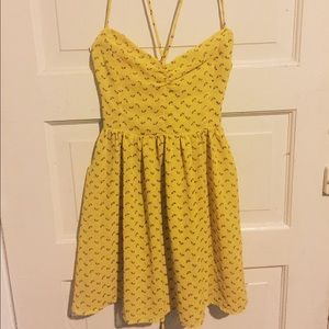 American Apparel Yellow Chiffon Tie Back Dress
