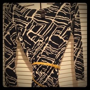 NY & Co. Navy and white patterned shift dress