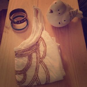 Armani Exchange boho style white tank