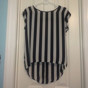 Striped Cutout Black and White Top